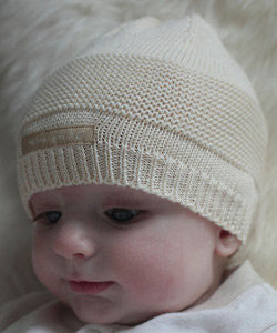 Natures Purest Organic Cotton Plain Knitted Hat & Mitts Set