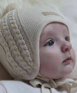 Natures Purest Organic Cotton Cable Knitted Hat & Mitts Set