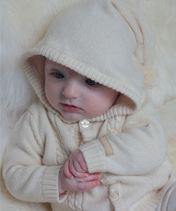 Natures Purest Organic Cotton Cable Knit Hooded Cardigan