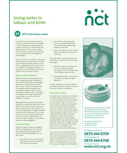 Using water in labour and birth x 50 - Information Sheets